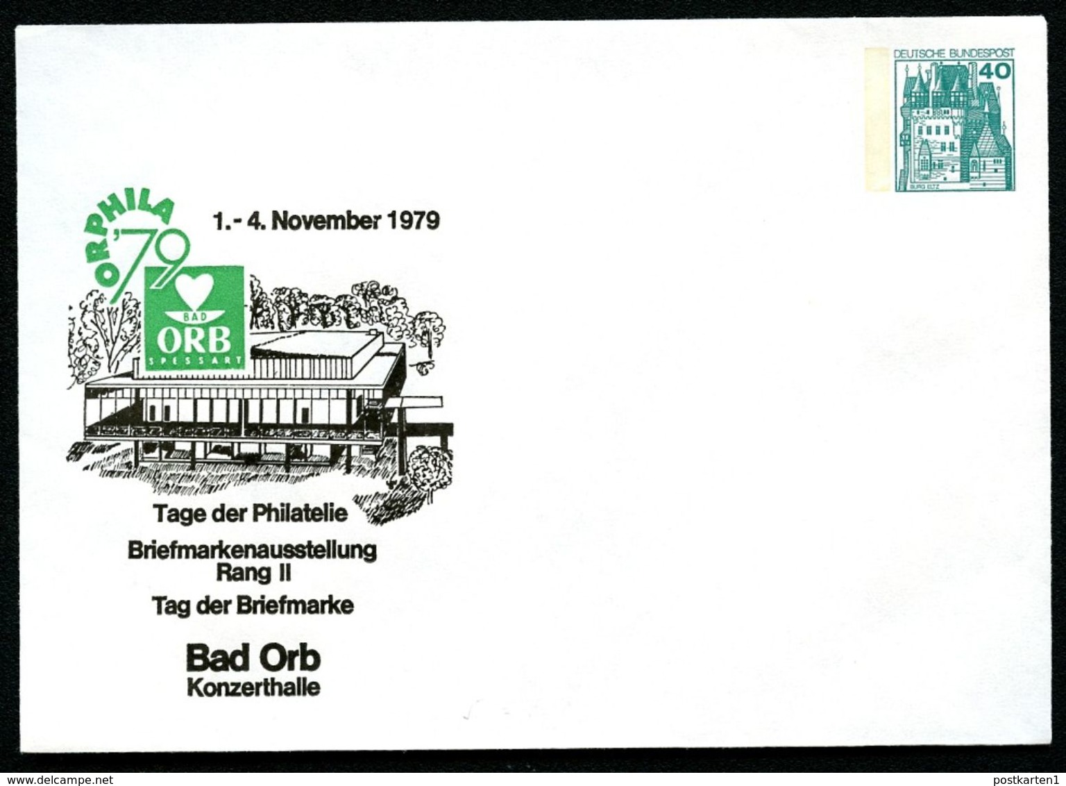 Bund PU110 D2/001 Privat-Umschlag KONZERTHALLE BAD ORB 1979 - Enveloppes Privées - Neuves