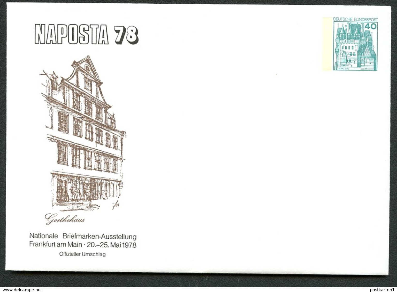 Bund PU110 D2/005 Privat-Umschlag GOETHEHAUS FRANKFURT 1978 - Enveloppes Privées - Neuves