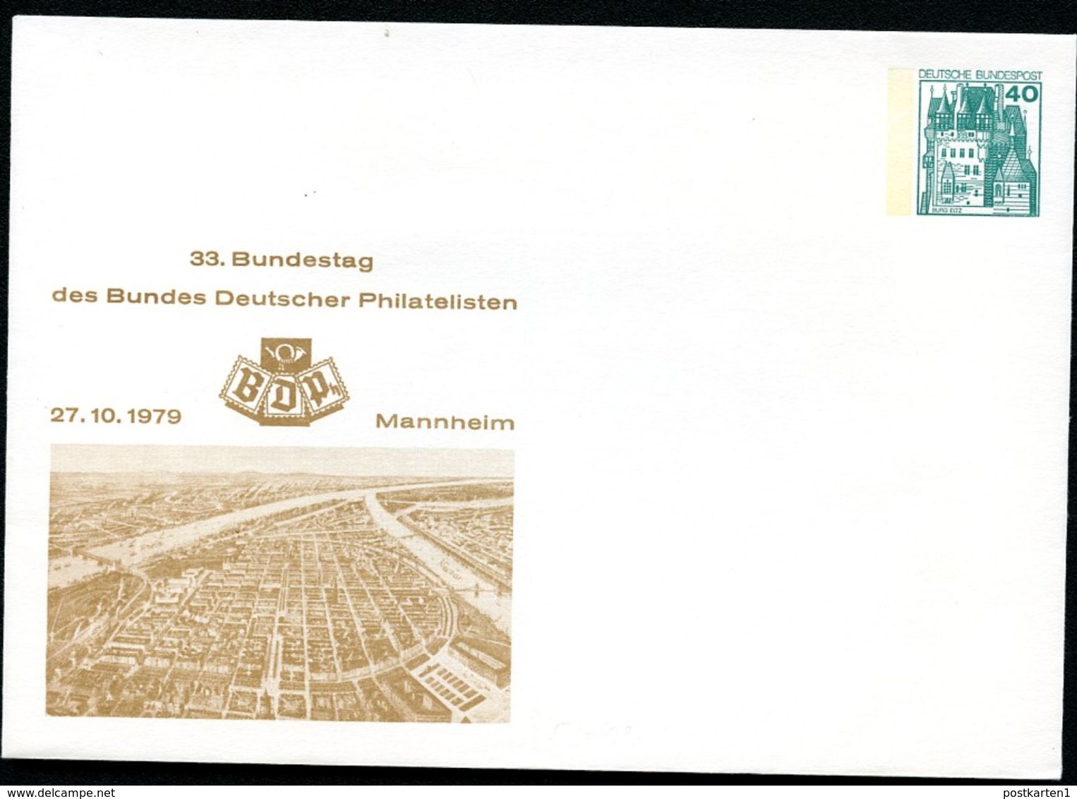 Bund PU110 D2/019 Privat-Umschlag BUNDESTAG BDPh MANNHEIM 1979 - Private Covers - Mint