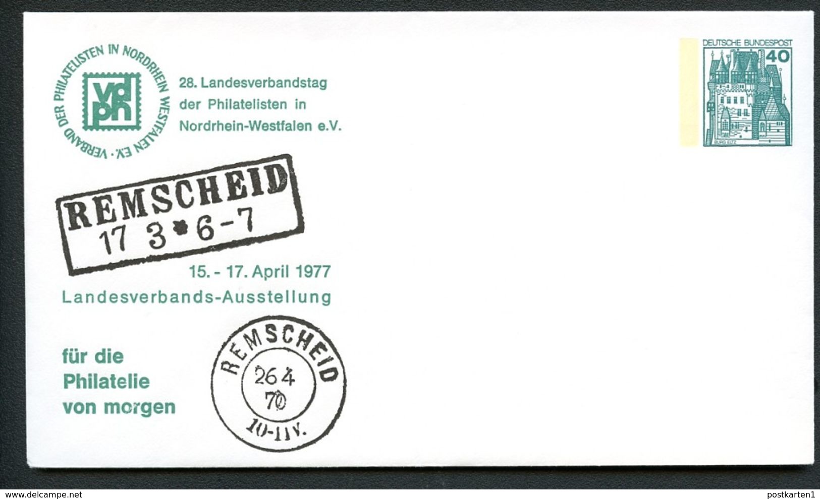 Bund PU110 D2/026 Privat-Umschlag ALTE POSTSTEMPEL REMSCHEID 1977 - Enveloppes Privées - Neuves