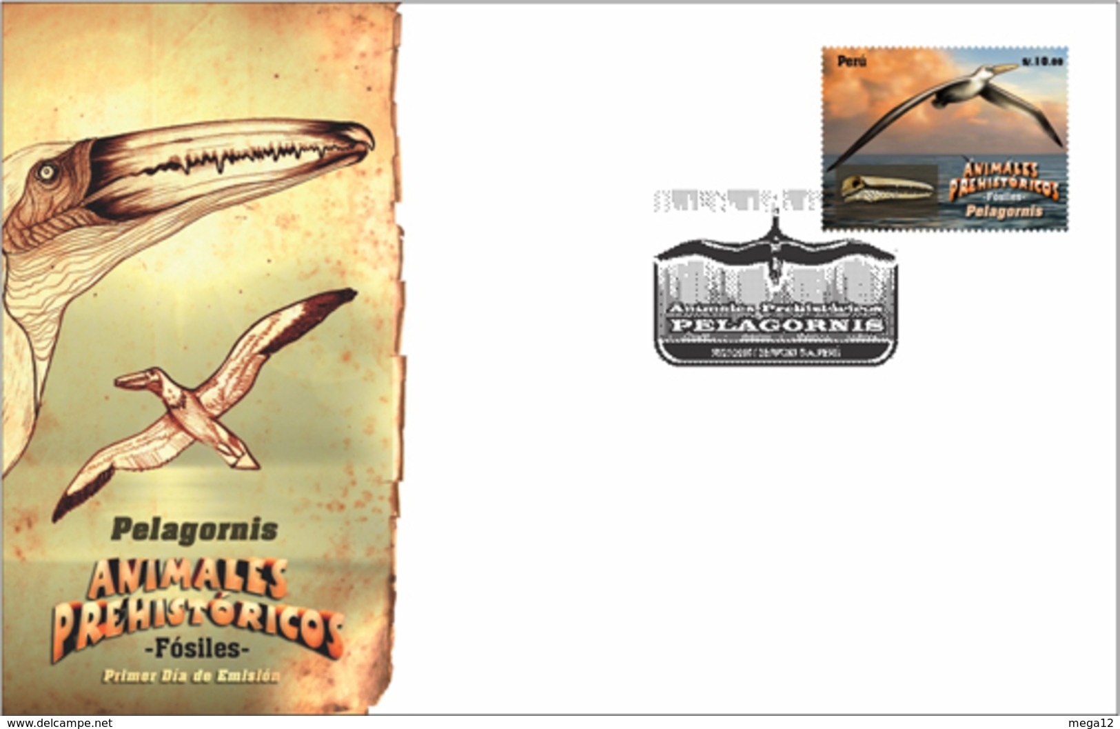 Peru 2017 FDC Prehistoric Fauna Pelagornis - Fossils