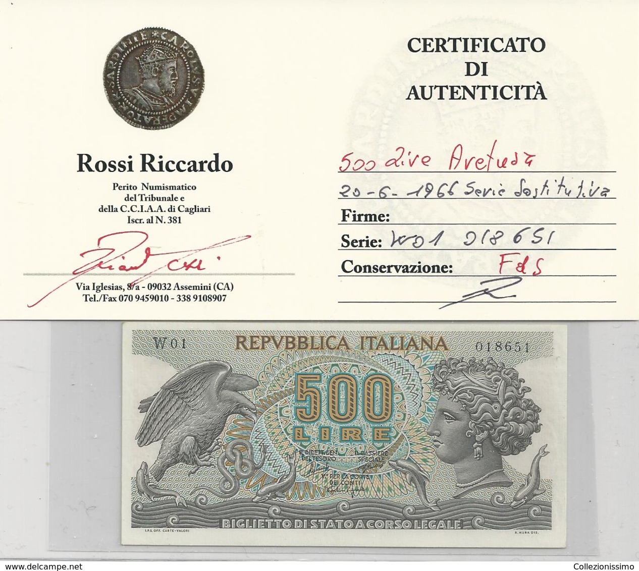 500 Lire - Aretusa - Serie Speciale W - FDS Con Certificato - Collections