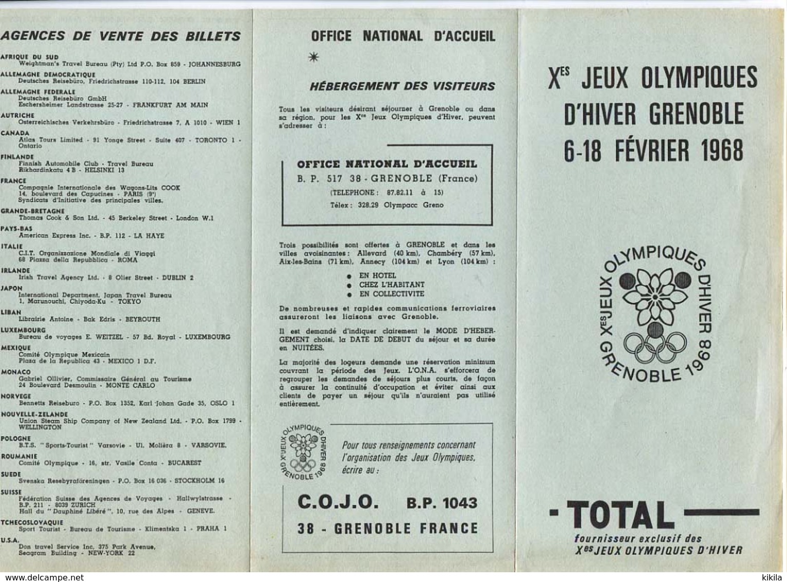 Programme Et Tarif Pour La Vente Des Billets Des X° Jeux Olympiques D'Hiver De Grenoble 1968 Olympic Games 68 - Andere & Zonder Classificatie