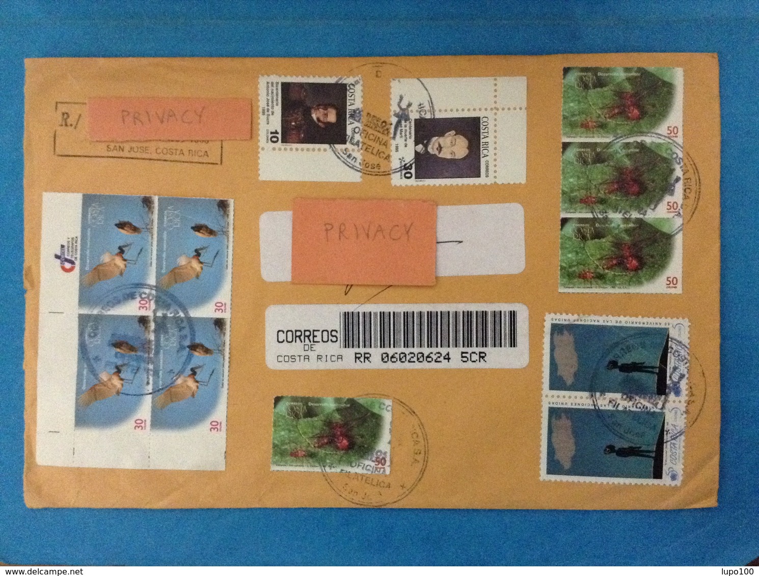 STORIA POSTALE POSTAL HISTORY LETTER REGISTRATED SAN JOSE COSTA RICA STAMPS USED - Costa Rica