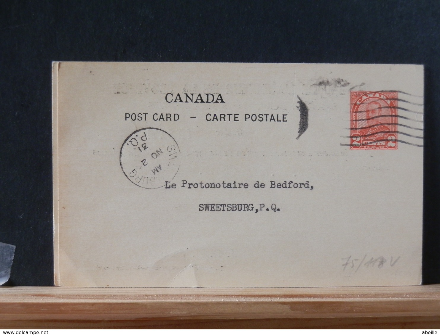 75/118   CP   CANADA   1931  PIQUAGE PRIVE - 1903-1954 Reyes