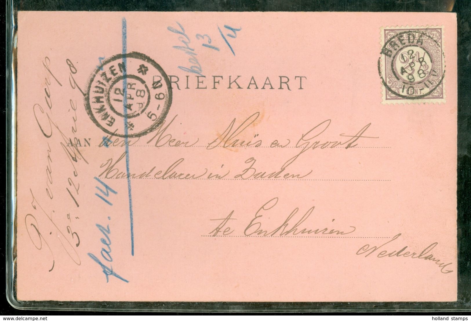 HANDGESCHREVEN BRIEFKAART Uit 1898 Gelopen Van BREDA Naar ENKHUIZEN * NVPH 33a * (10.661m) - Brieven En Documenten