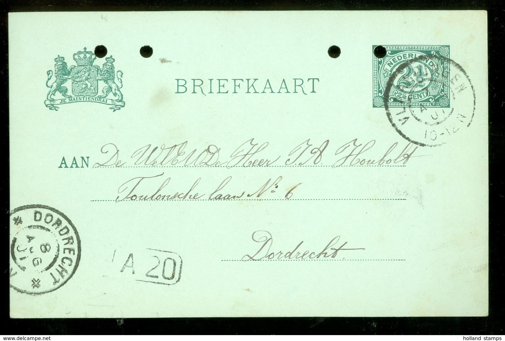 HANDGESCHREVEN BRIEFKAART Uit 1901 Gelopen Van VLISSINGEN Naar DORDRECHT (10.661y) - Postal Stationery