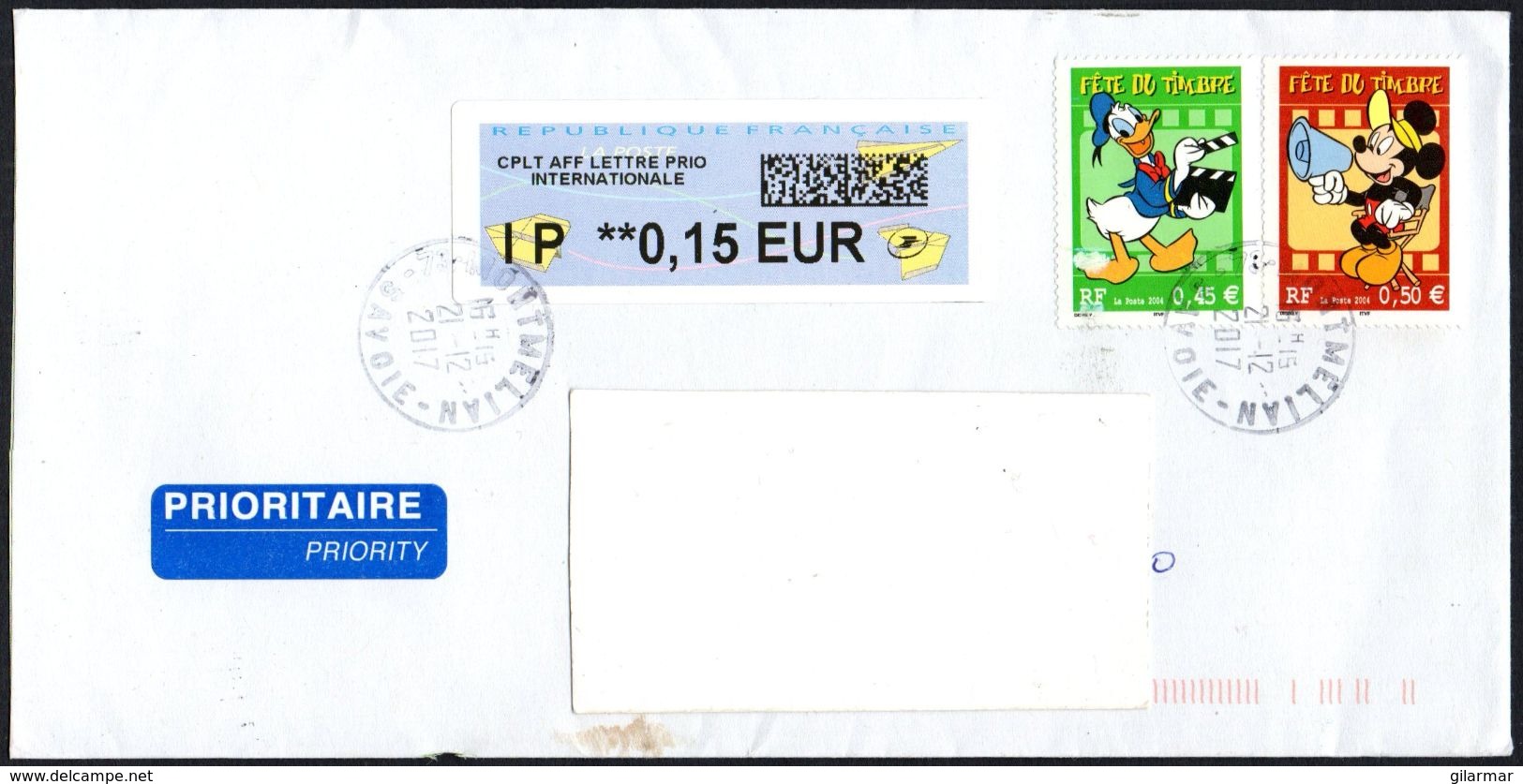 FRANCE 2017 - MAILED ENVELOPE -  COMICS: STAMP FESTIVAL - DONALD DUCK / MICKEY MOUSE - Bandes Dessinées