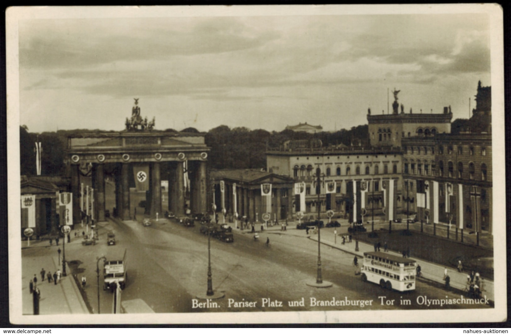 Ansichtskarte Berlin Auto Bus Zur Zeit Des 3. Reiches Brandenburger Tor Olympia - Sonstige & Ohne Zuordnung