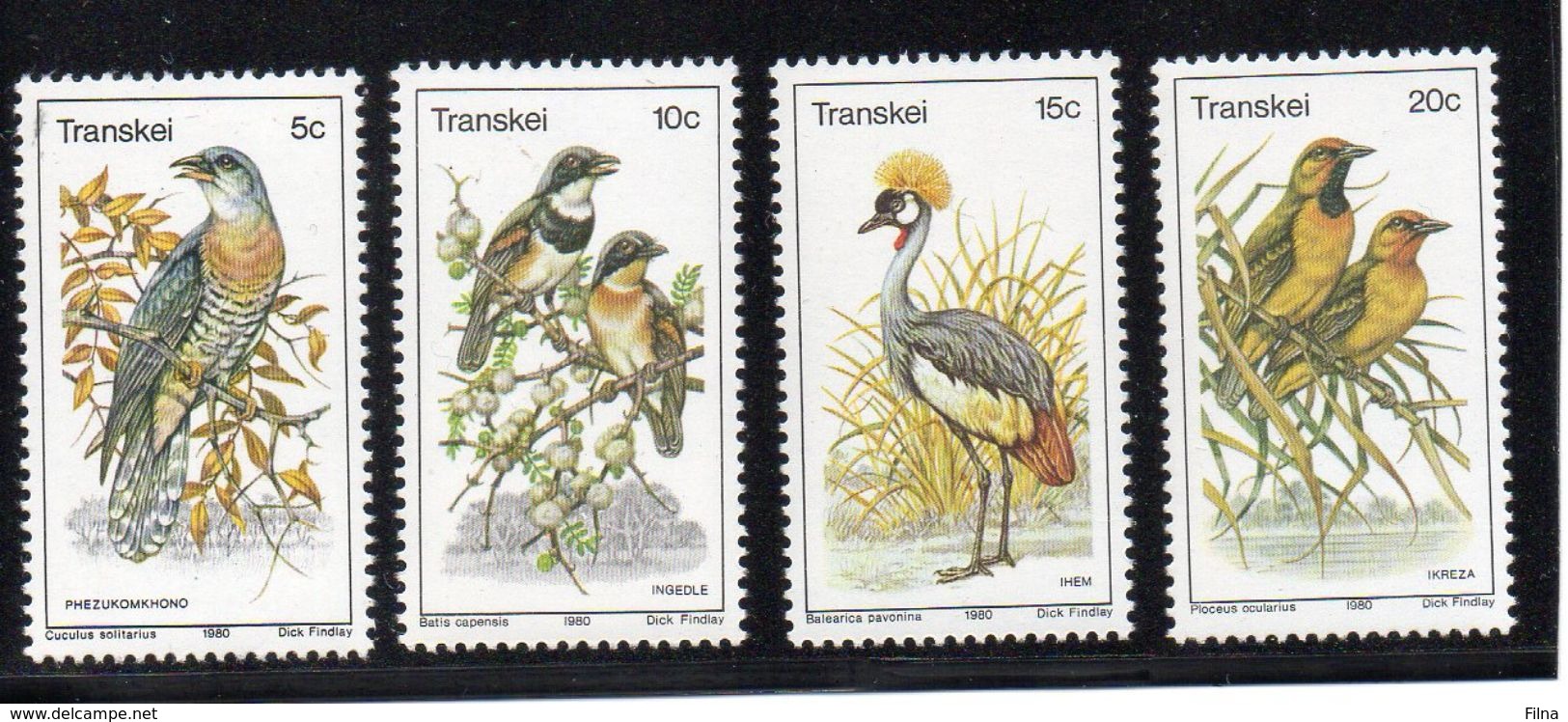 TRANSKEI 1980 - UCCELLI - SERIE COMPLETA 4 VALORI - ** - Transkei