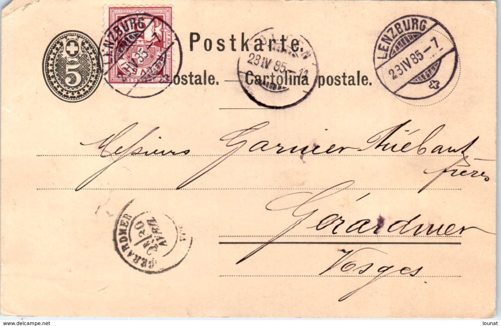 LENZBURG - Année 1885 - Entiers Postaux (coin) - Lenzburg