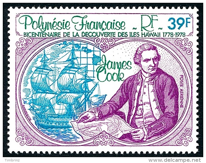 POLYNESIE 1978 - Yv. PA 131 ** TB  Cote= 4,30 EUR - James Cook, Découverte Hawaii  ..Réf.POL23410 - Ungebraucht