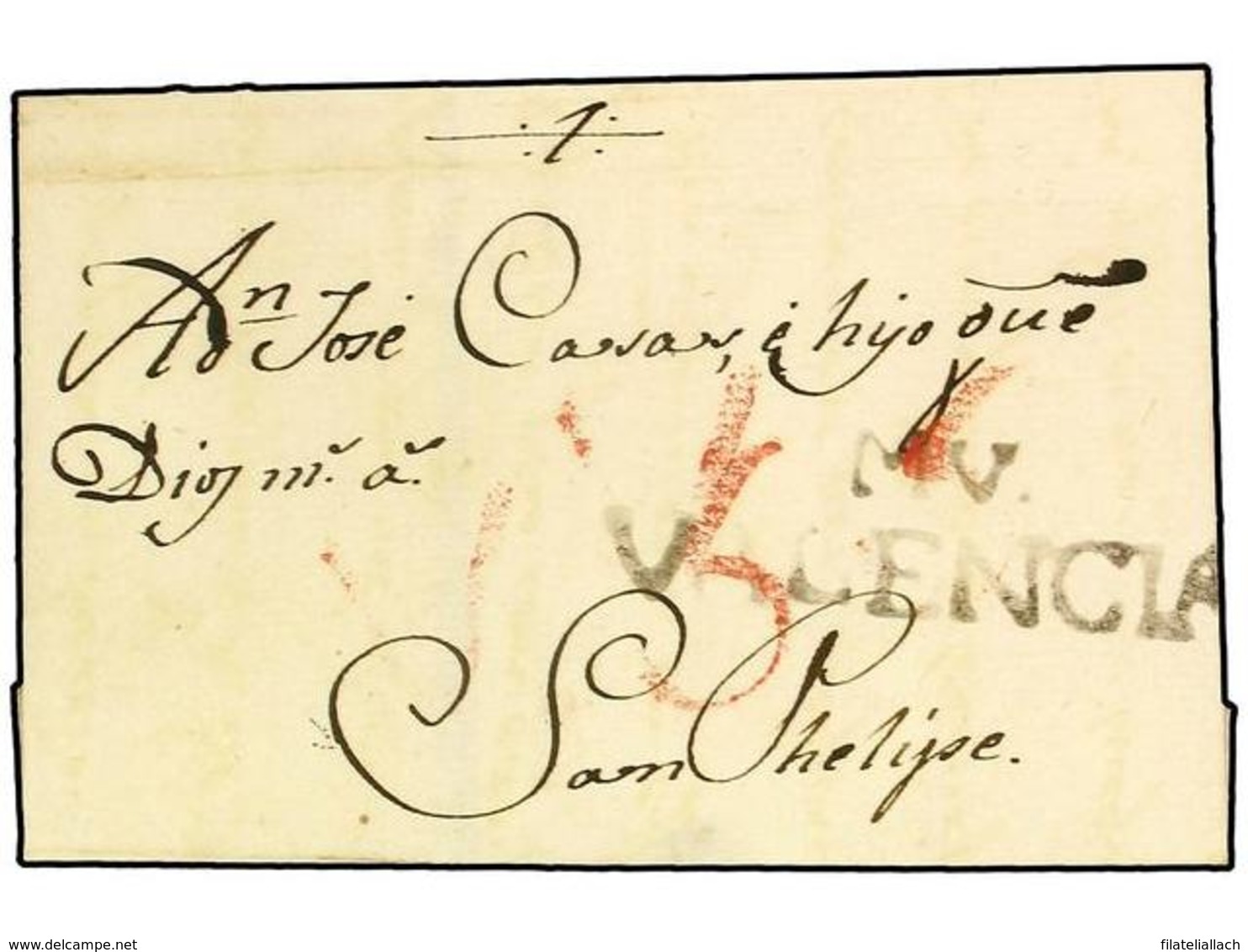 SPAIN: PREPHILATELIC MARKS  DP19 VALENCIA - ...-1850 Préphilatélie