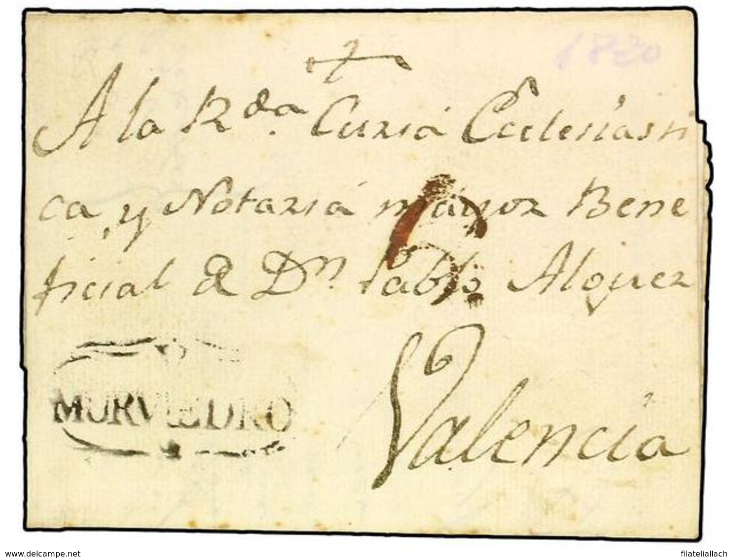 SPAIN: PREPHILATELIC MARKS  DP19 VALENCIA - ...-1850 Préphilatélie