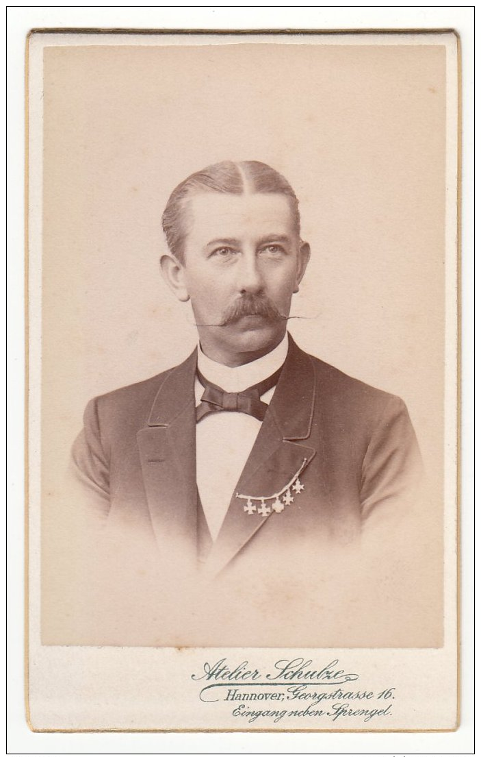 CDV Photo Um 1895: Portrait FORSTAMTSRAT WILLIAM HESSE Mit Miniatur Orden Mann Homme Man - Fotograf: Schulze, Hannover - Krieg, Militär