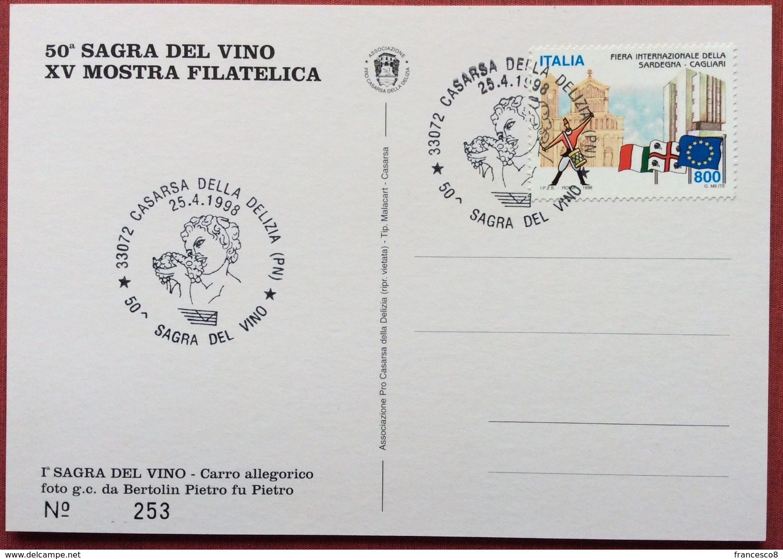 1998 CASARSA DELLA DELIZIA 50^ SAGRA DEL VINO // Wine - Vin - Wein - Manifestazioni