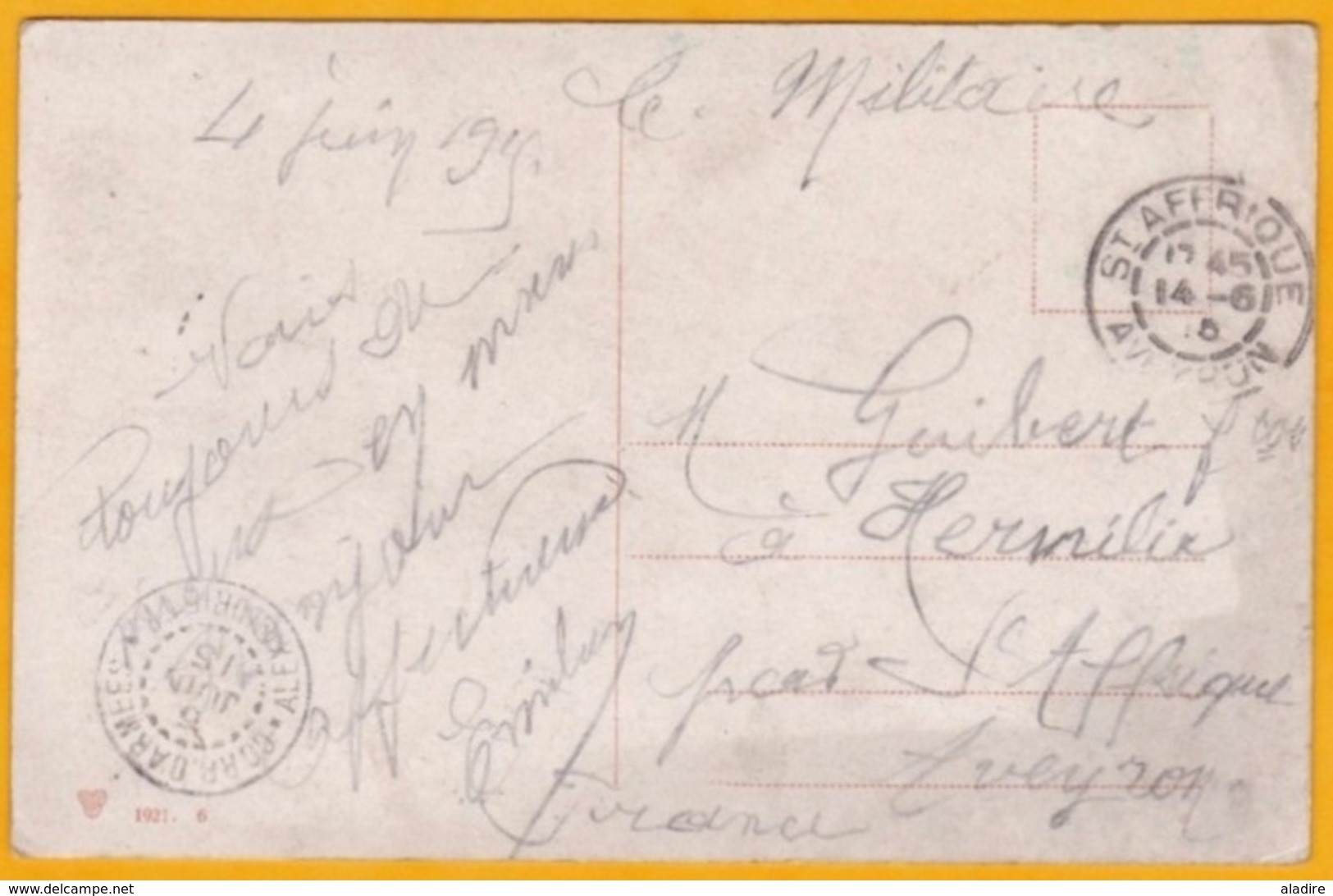 1915 Corr. D ' Armée  D ' Alexandrie, Egypte  CP Vers St Affrique, Aveyron - FM - Cad Arrivée - Vue Tableau Orientaliste - Lettres & Documents