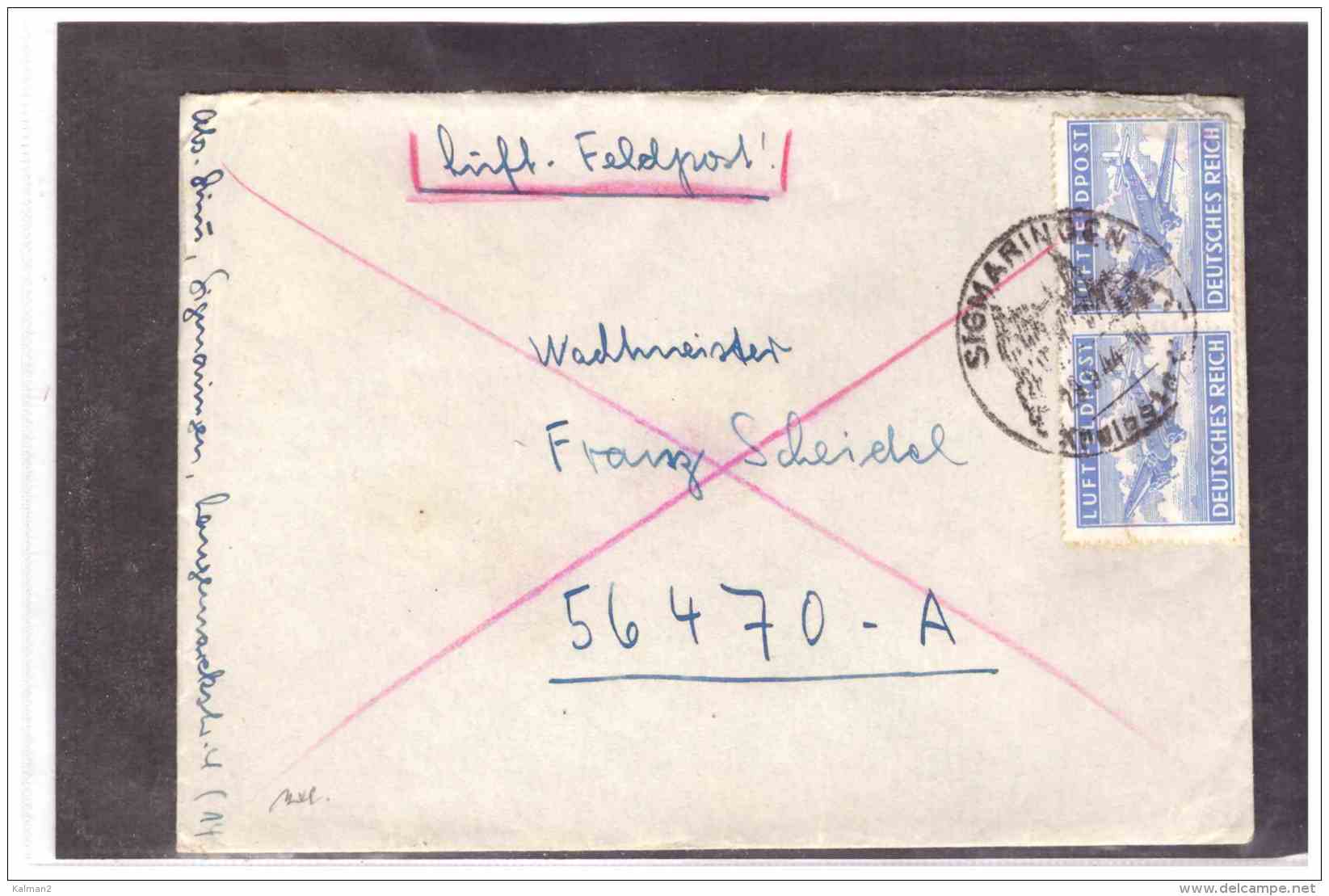 DE1990   -    SIGMARINGEN   29.5.1944        /       COVER LUFT-FELDPOST - Covers & Documents