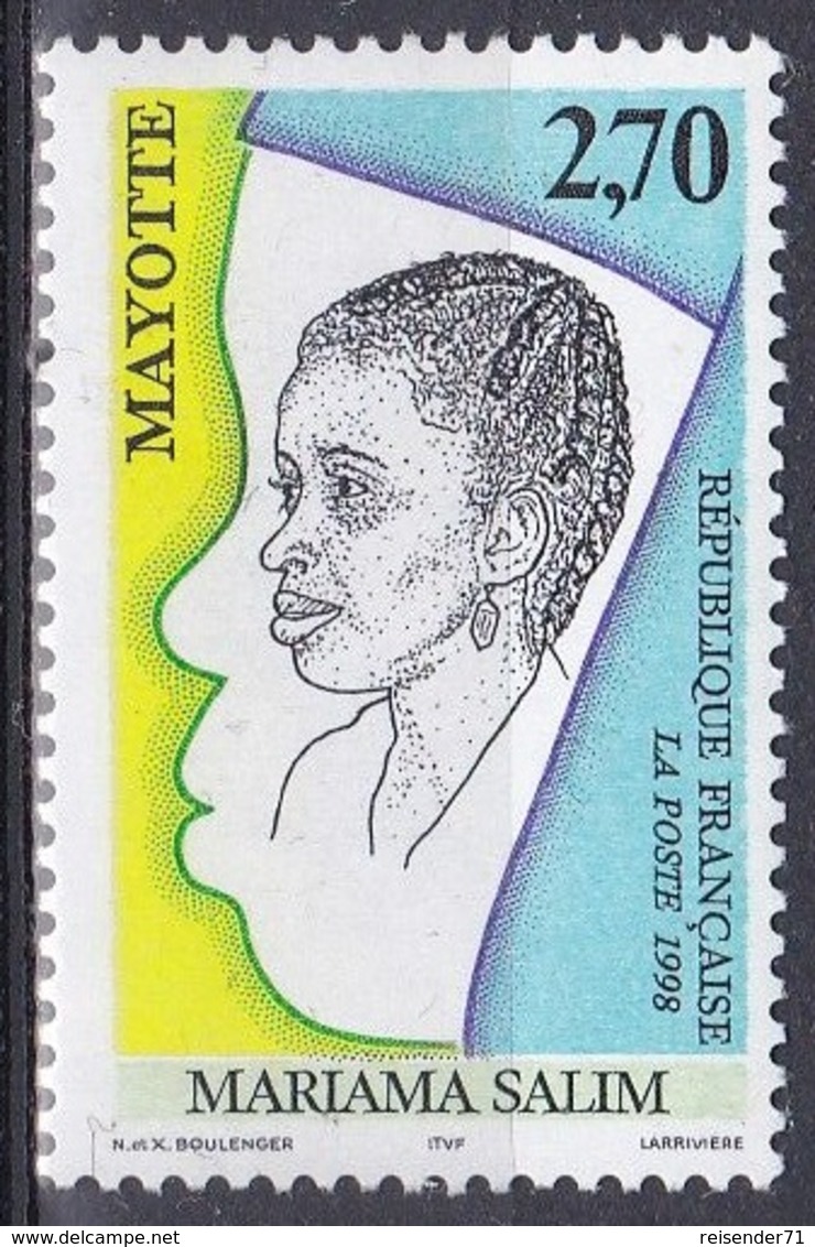 Mayotte 1998 Gesellschaft Persönlichkeiten Soziales Frauenrechte Women Rights Mariama Salim, Mi. 51 ** - Unused Stamps