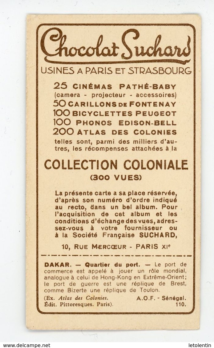 CHOCOLAT SUCHARD - COLLECTION COLONIALE - 110 - A-O-F-, SENEGAL, DAKAR, LE PORT - Suchard