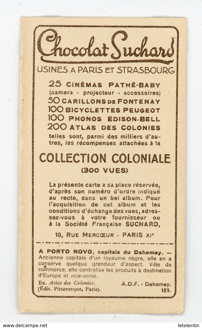 CHOCOLAT SUCHARD - COLLECTION COLONIALE - 128 - A-O-F-, DAHOMEY, VUE DE PORTO-NOVO - Suchard