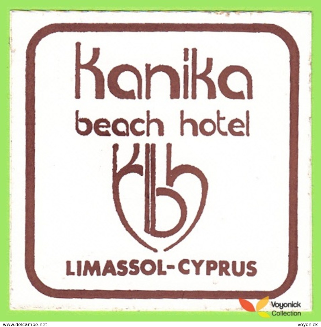 Voyo  HOTEL KANIKA BEACH Limasol Cyprus Hotel Label  Sticker 1980s - Hotel Labels