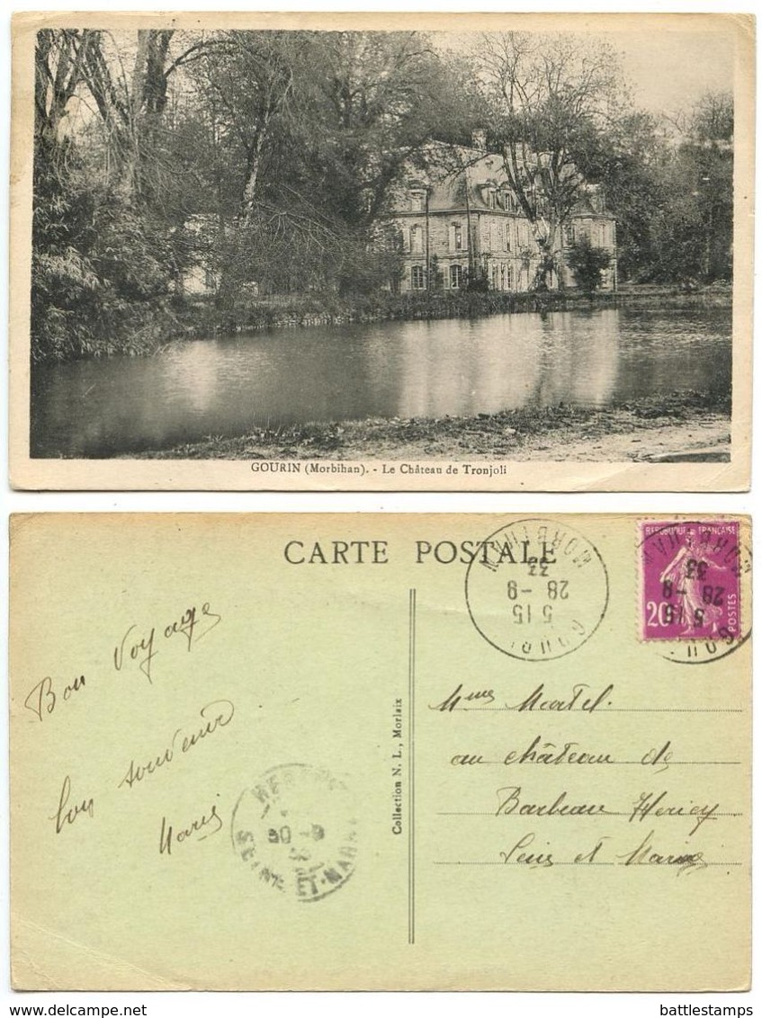 France 1933 Postcard Gourin - Le Château De Tronjoli, To Héricy, Scott 167 Sower - Gourin