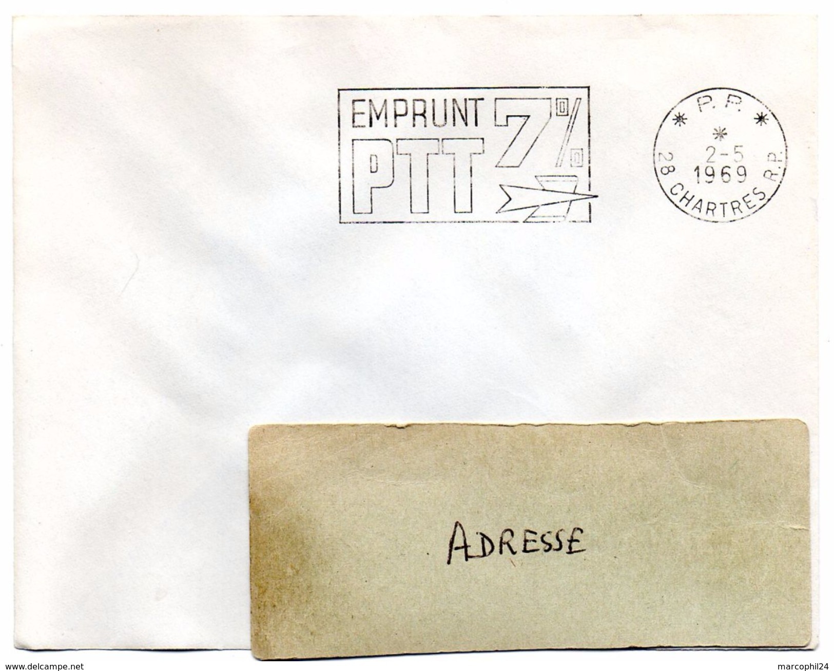 EURE Et LOIR - Dépt N° 28 = CHARTRES RP 1969 = FLAMME PP SUPERBE = SECAP  ' EMPRUNT 7% PTT ' - Mechanical Postmarks (Advertisement)