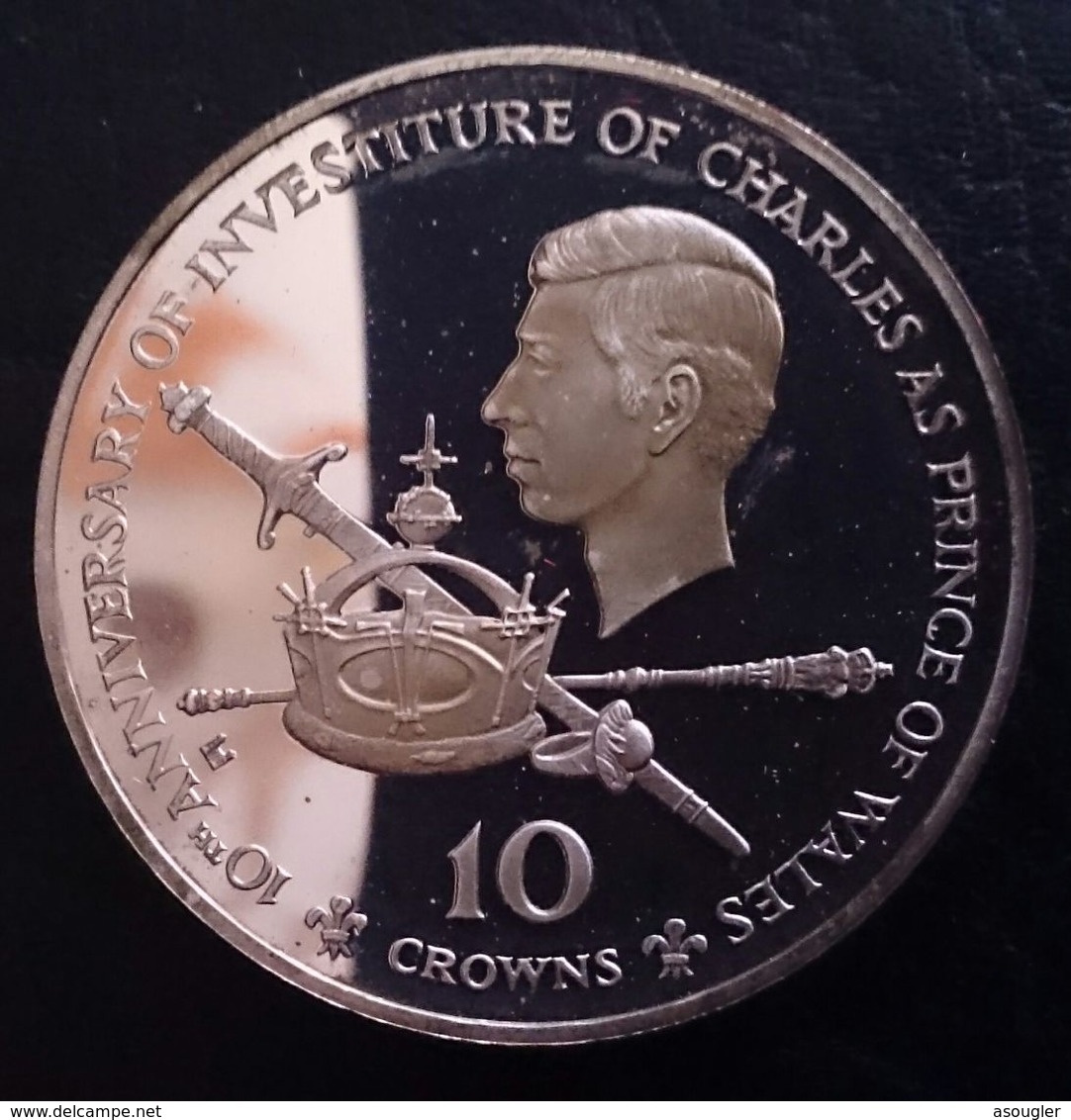 Turks And Caicos Islands 10 CROWNS 1979 SILVER PROOF "10th Anniversary - Prince Charles' I" Free Shipping Via Registered - Turks E Caicos (Isole)