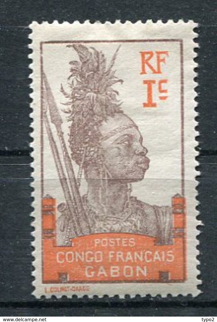 GABON - Yv N°  33  *   1c  Guerrier  Cote 2 Euro  BE  2 Scans - Neufs