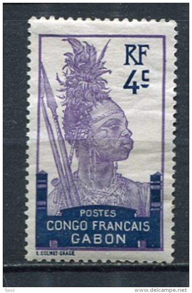 GABON - Yv N°  35   *   4c  Guerrier  Cote 2,6 Euro  BE R 2 Scans - Neufs