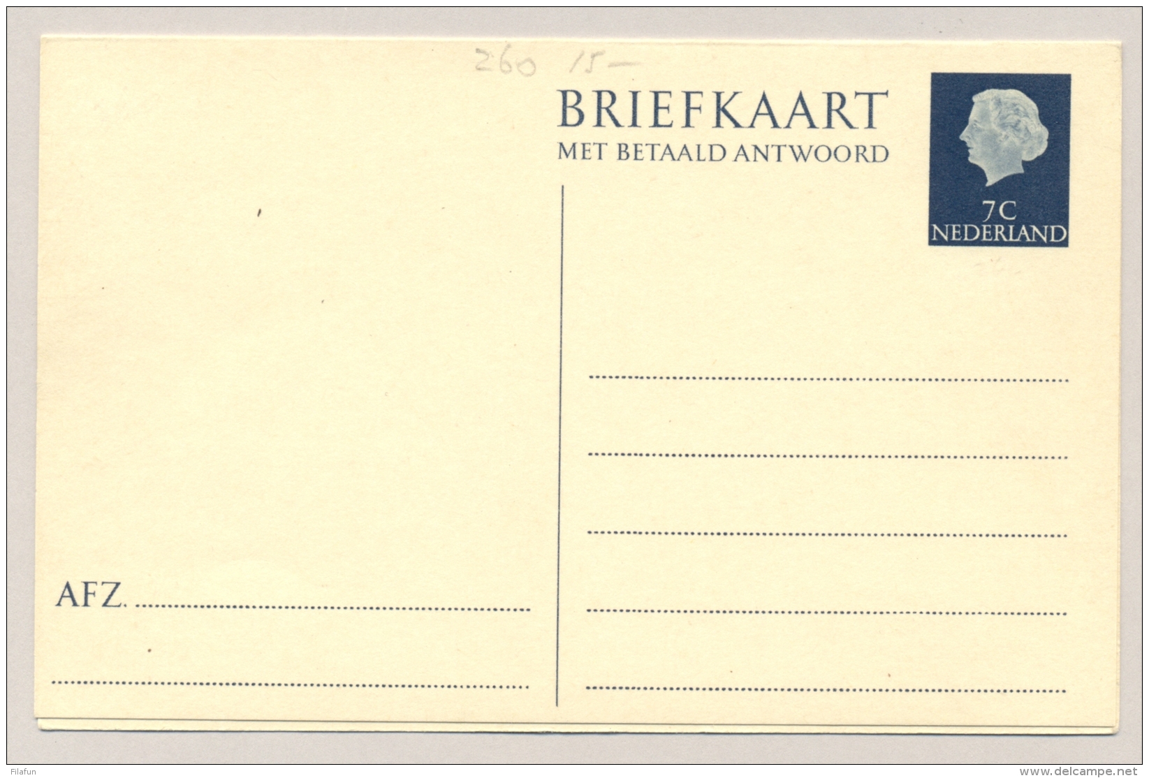 Nederland - 1954 - 7+7 Cent Juliana En Profil, Briefkaart G316 - Ongebruikt - Postal Stationery