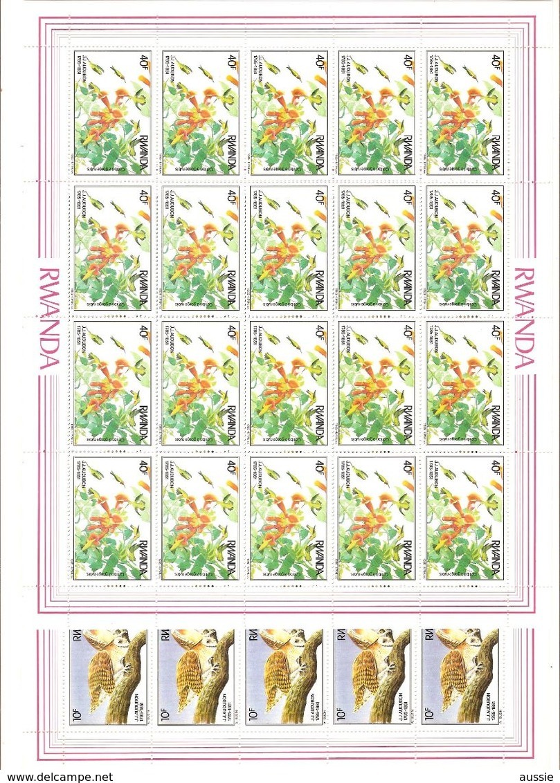 Rwanda Ruanda 1985 OCBn° 1245-1248 *** MNH 20 Séries Cote 550 Euro Faune Oiseaux Vogels Birds Audubon - Nuevos