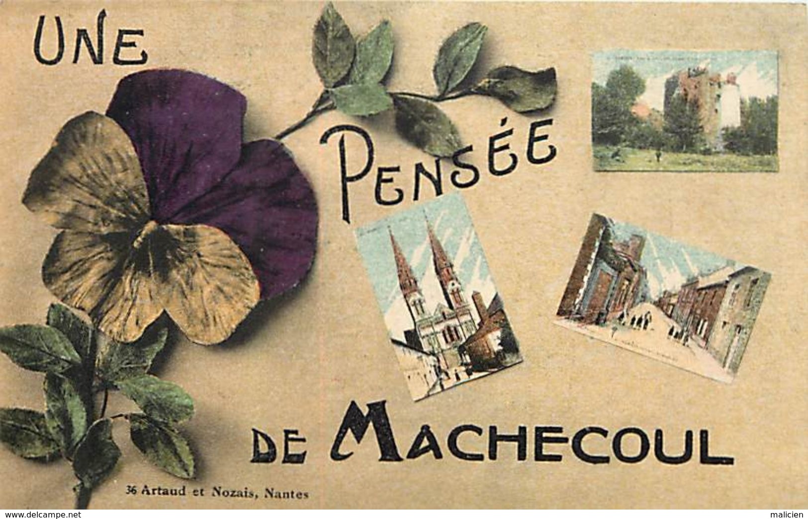 -ref-W693- Loire Atlantique - Machecoul - Une Pensee De .. - Souvenir De .. Multi Vues - Carte Bon Etat - - Machecoul