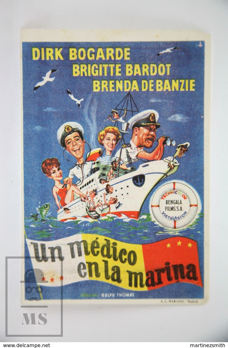 1955 Cinema/ Movie Advertising Leaflet - Doctor At Sea - Dirk Bogarde,  Brenda De Banzie,  Brigitte Bardot - Cinema Advertisement