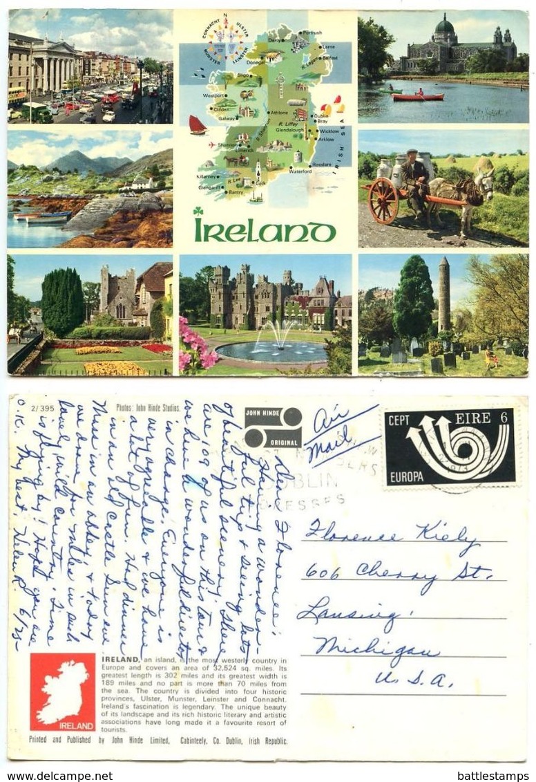 Ireland 1973 Postcard Map & Scenic Views, Scott 330 Europa - Other & Unclassified