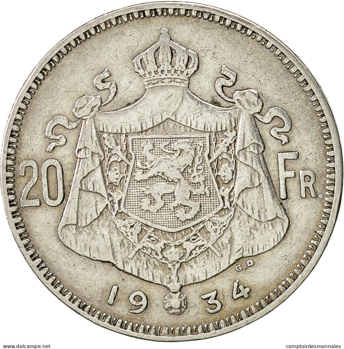 Belgique, 20 Francs, 20 Frank, 1934, TTB+, Argent, KM:104.1 - 20 Francs & 4 Belgas