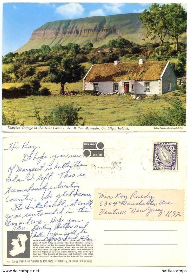 Ireland 1960‘s Postcard Ben Bulben Mountain, Co. Sligo, To U.S., Scott 113 Sword - Sligo