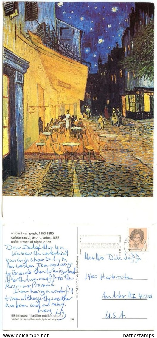 Netherlands 1990‘s Postcard Art Painting Vincent Van Gogh, “Cafe Terrace At Night, Arles” - Paintings