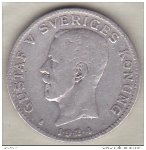 Sweden . 1 Krona 1924. Gustaf V. Argent. KM# 786.1 - Suède