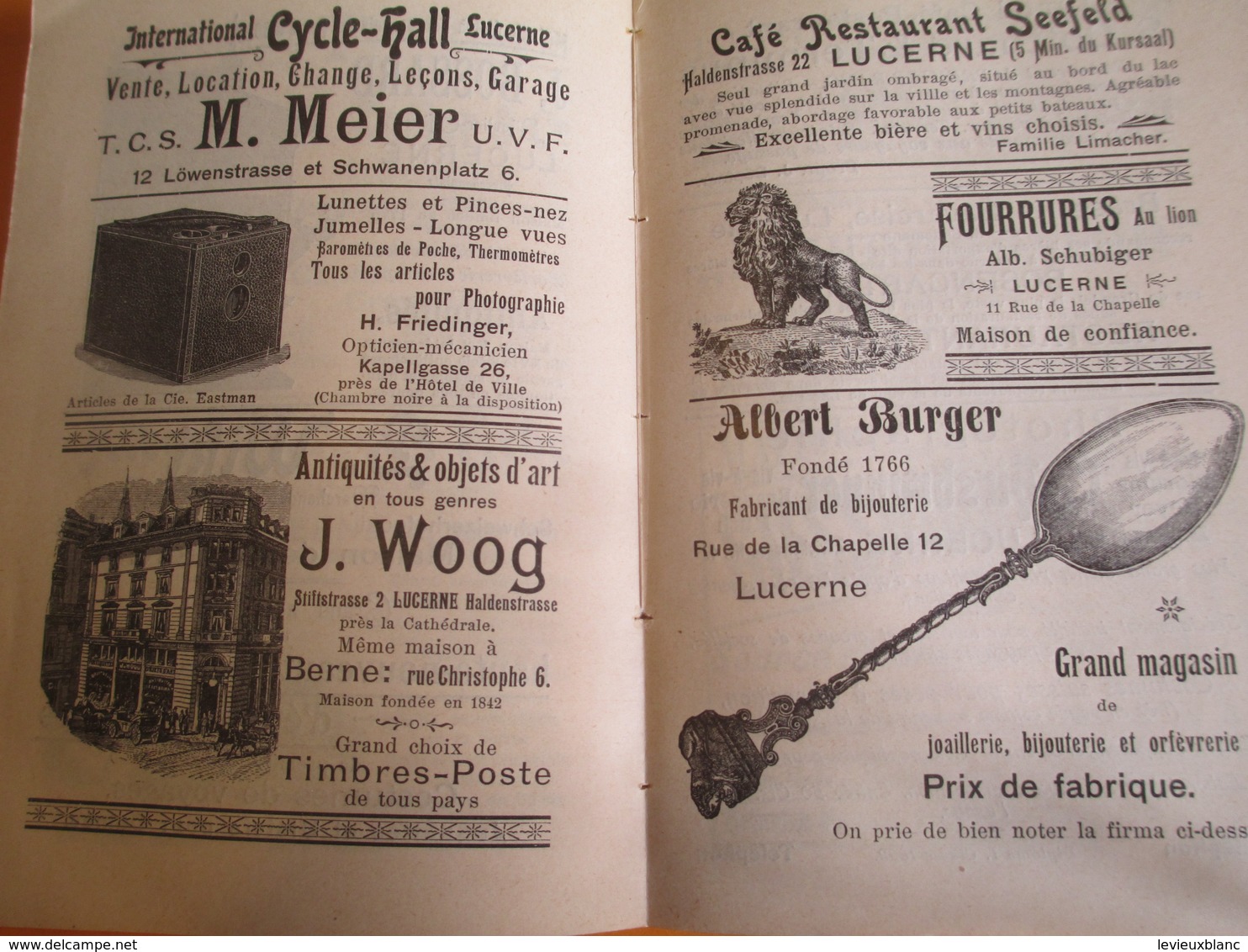 Guide /LUCERNE/Suisse/Lac des 4 Cantons et leurs environs/Hotel Les Balances/Souvenir/HEER/Raeber Fréres/ 1898    PGC159