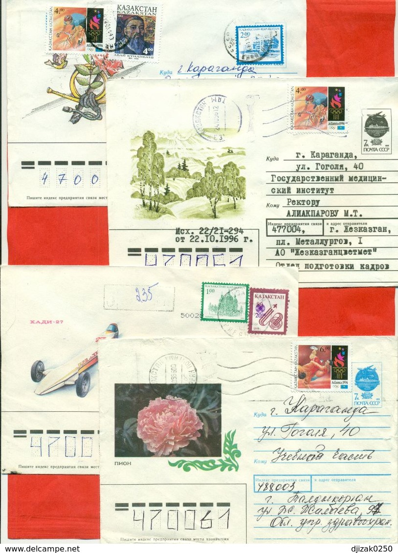 Kazakhstan. Four Envelope Passed The Mail.One Envelope Registered. - Kazakhstan