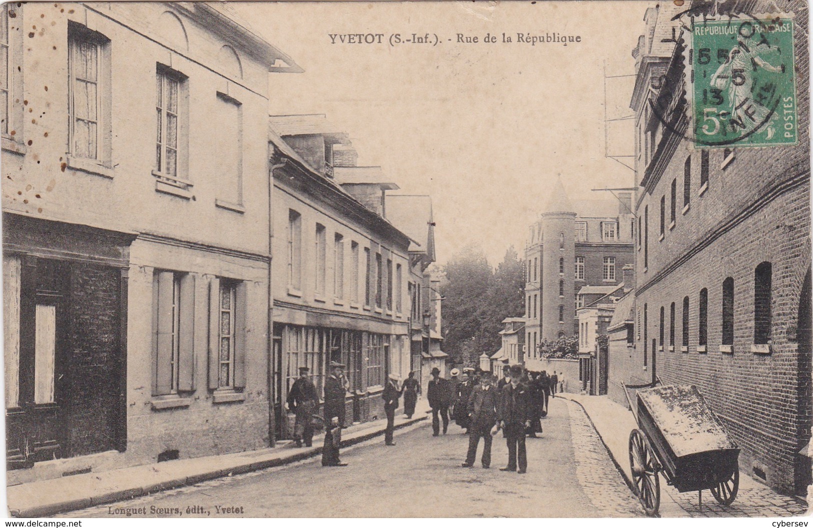 YVETOT - Rue De La Réublique - Bien Animé - Plan RARE - Yvetot