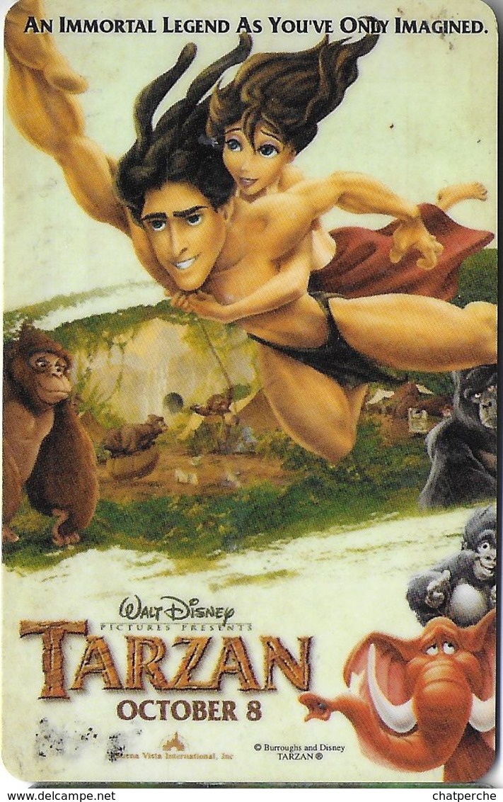 THAÏLANDE CINECARTE PHONECARD CARTE BANDE MAGNETIQUE TARZAN DESSIN ANIME DISNEY 09/2000  MAJOR CINEPLEX - Thaïlande