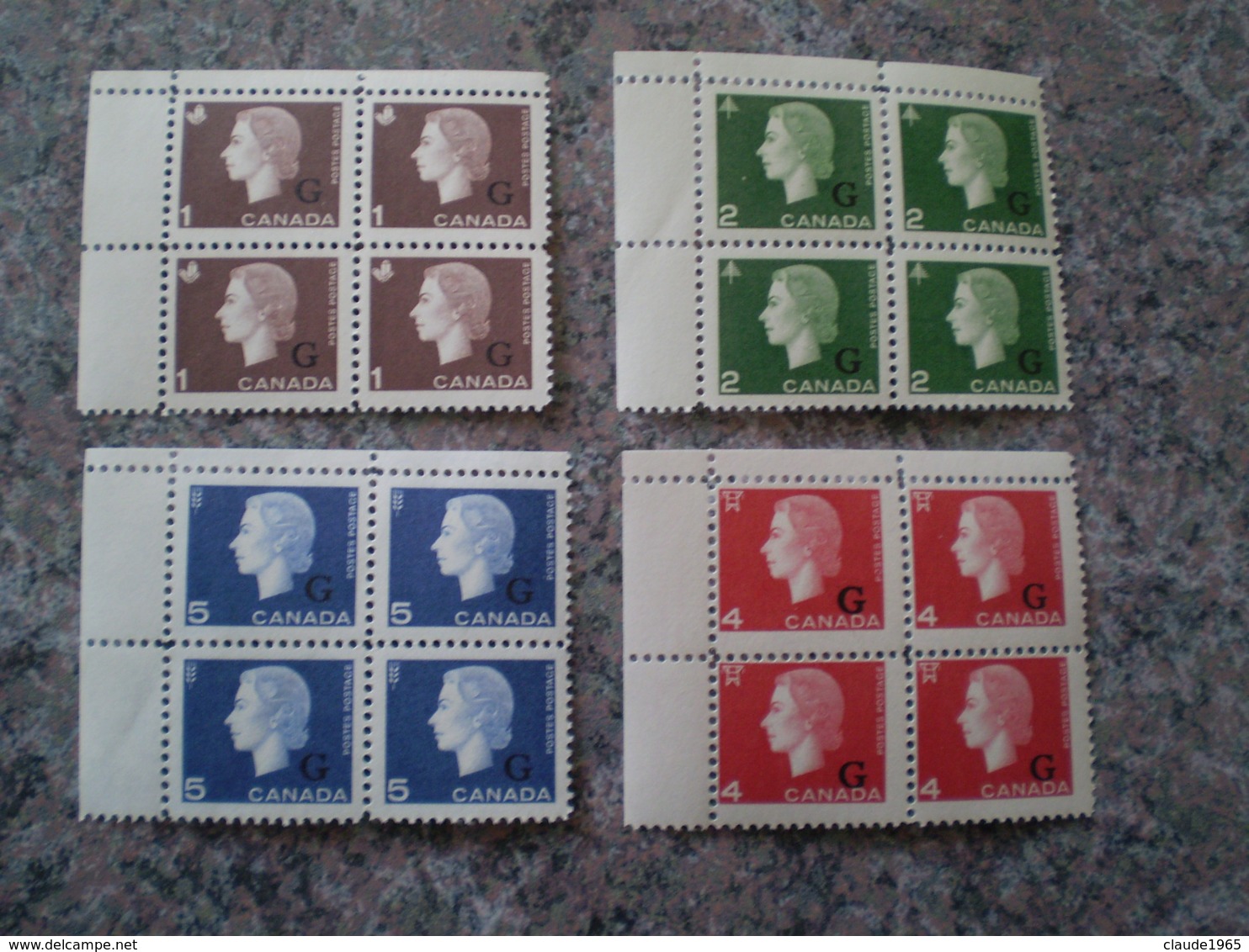 Canada 1963 # O46 - O47 - O48 - O49 Overprint Queen Cameo Mint 4 Block - Surchargés
