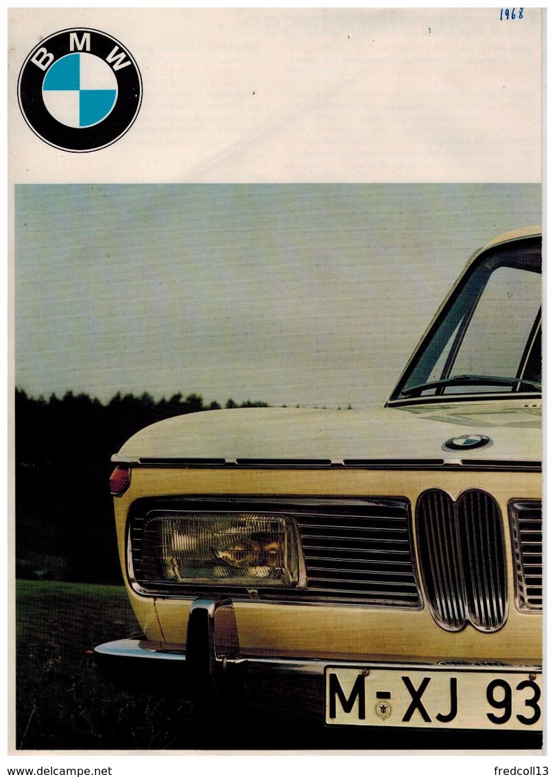 BMW GAMME CATALOGUE 2 PAGES 1966 Format A4 FRANCE - Werbung