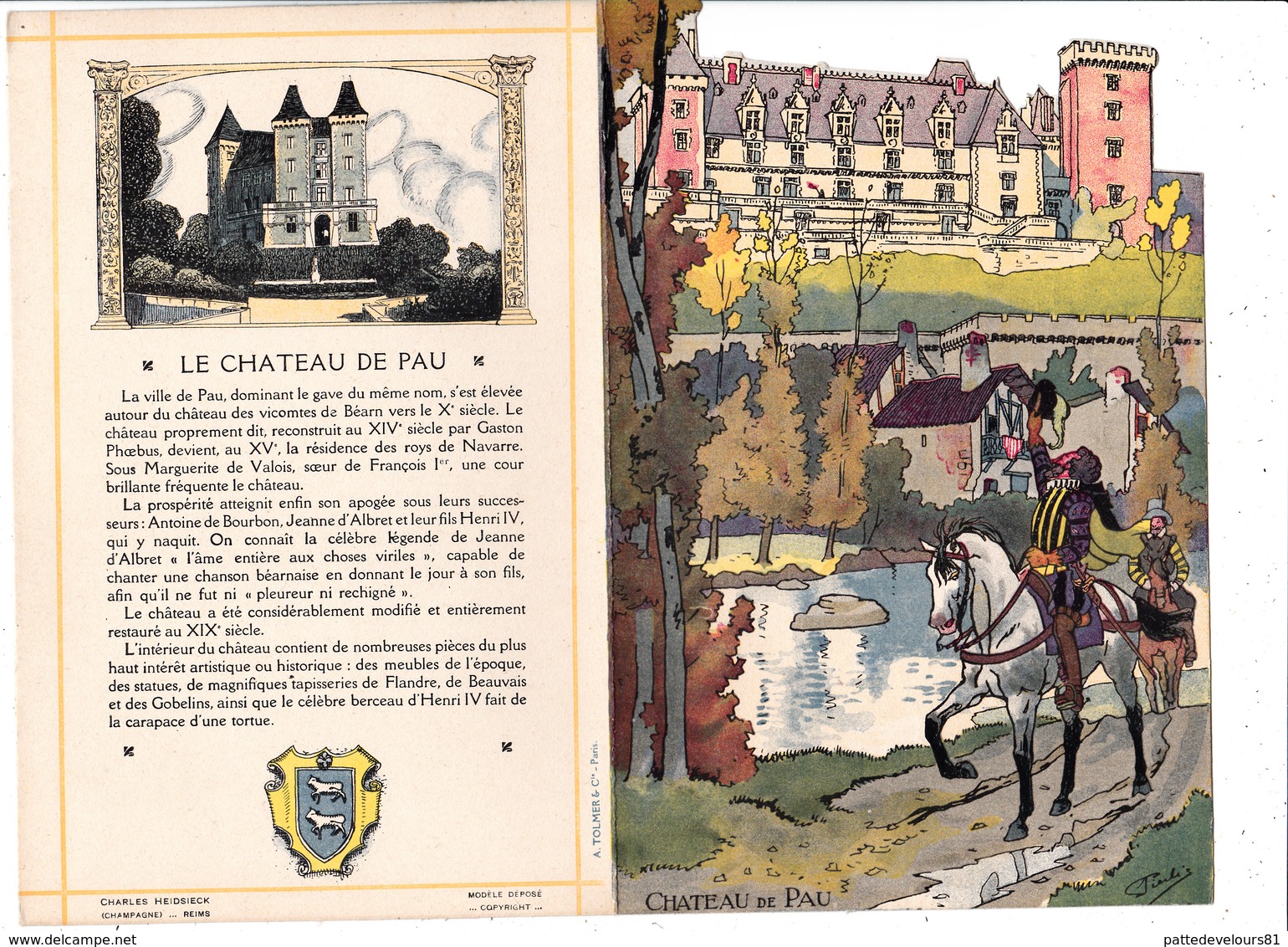 Menu Publicitaire Champagne Charles Heidsieck Reims Château De Pau Jeunesse D' Henri IV (2 Scans) - Menus