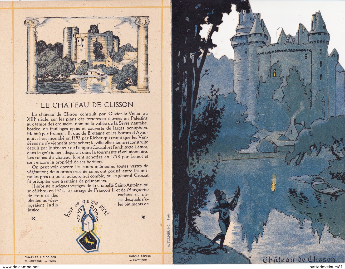 Menu Publicitaire Champagne Charles Heidsieck Reims Château De Clisson Le Tournoi Jeux Equestres (2 Scans) - Menus