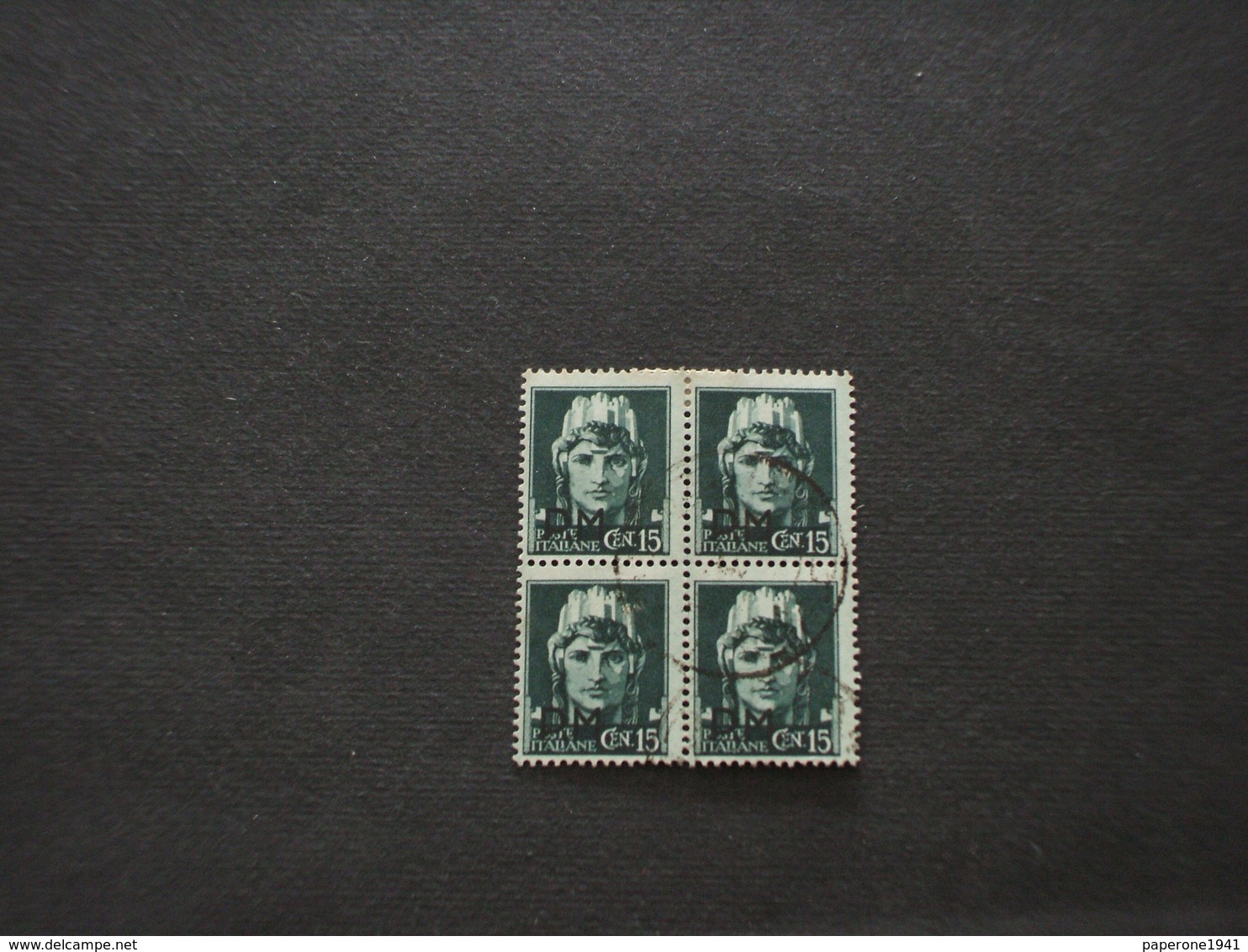 ITALIA - P.M. 1942 IMPERIALE 15 C. , In Quartina(block Of Four) - Usados