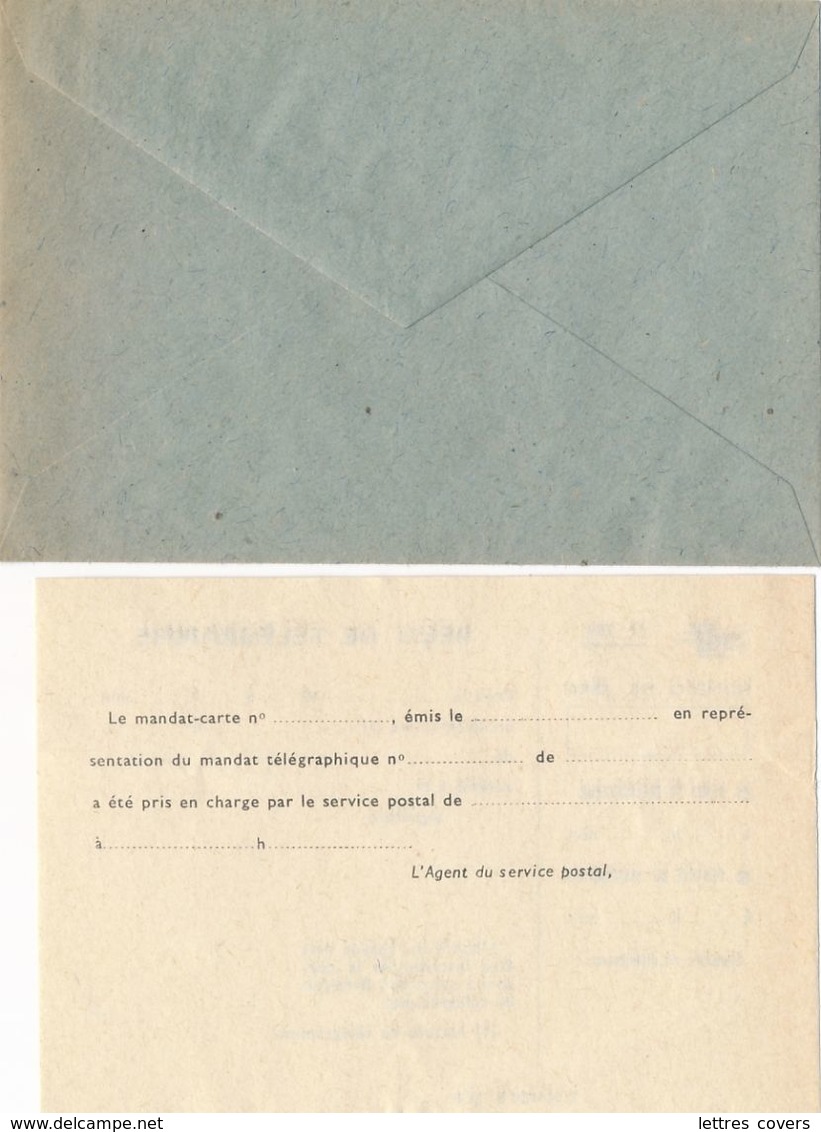 Enveloppe N°711 TELEGRAMME + FORMULE 708 REÇU DE TÉLÉGRAMME - Correo Postal